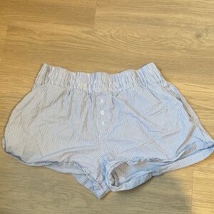 Blue Striped High Waist Women's Shorts